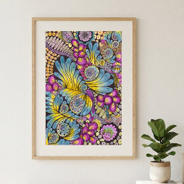 Ljus levande boho blomsterguds stavformad konst poster