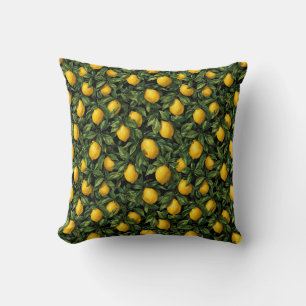 Ljus levande citron citrus träd mönster kudde