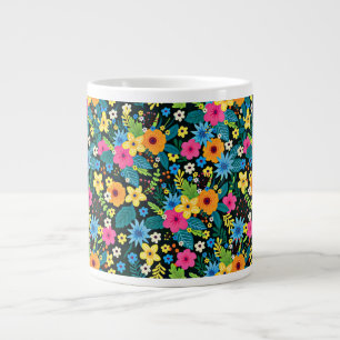 Ljus levande Ditsy blommor Blommönster Design-4378 Jumbo Mugg