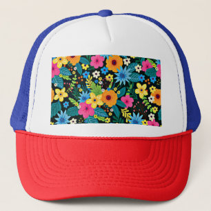 Ljus levande Ditsy blommor Blommönster Design-4378 Keps