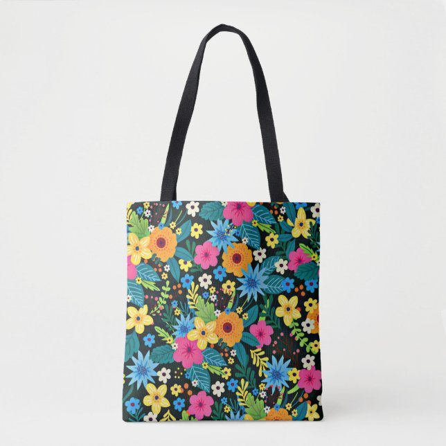 Ljus levande Ditsy blommor Blommönster Design-4378 Tygkasse (Framsida)