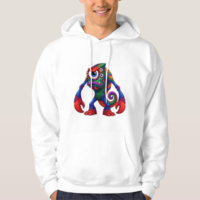 Ljus levande enögd monster hoodie (Framsida)
