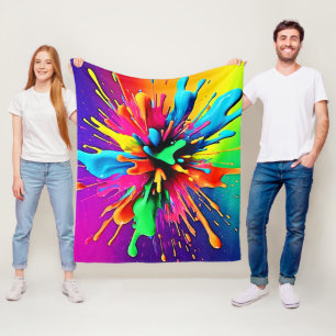 Ljus levande färgsprutdesign fleecefilt