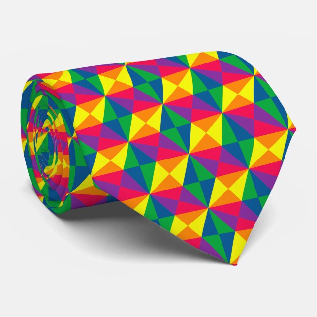 Ljus levande flerfärgad geometrisk mönster slips (Rullad)