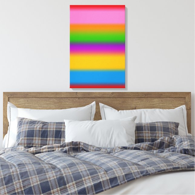 Ljus levande flerfärgad regnbågsfärgsgradient rand canvastryck (Insitu (sovrum))