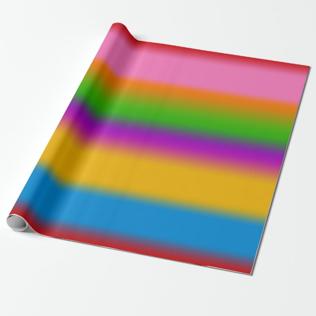 Ljus levande flerfärgad regnbågsfärgsgradient rand presentpapper (Utrullad)