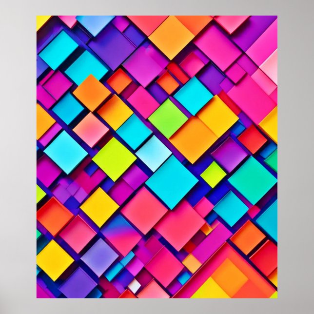 Ljus levande geometrisk abstrakt konst poster (Framsidan)