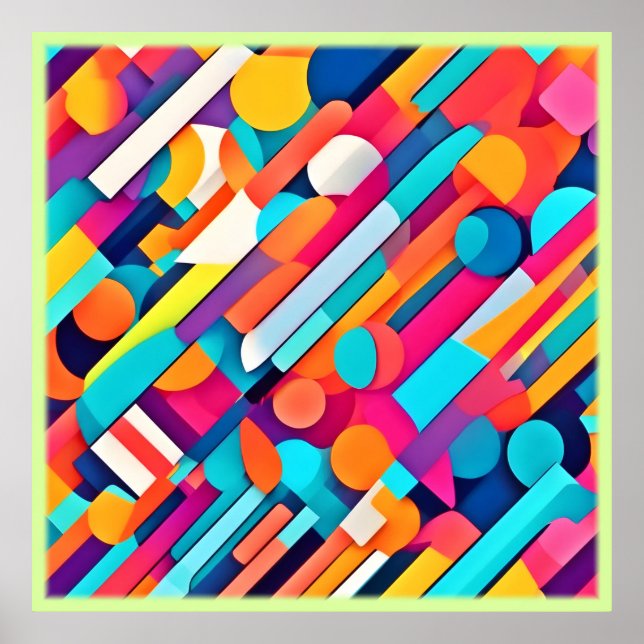 Ljus levande geometrisk abstrakt konst poster (Framsidan)