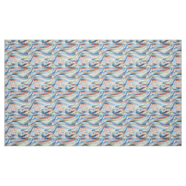 Ljus levande geometrisk vågmosaik tyg (Fat Quarter)