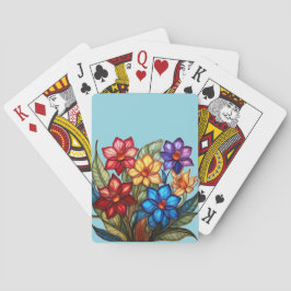 Ljus levande glasmålning blomsterbukett illustrati casinokort