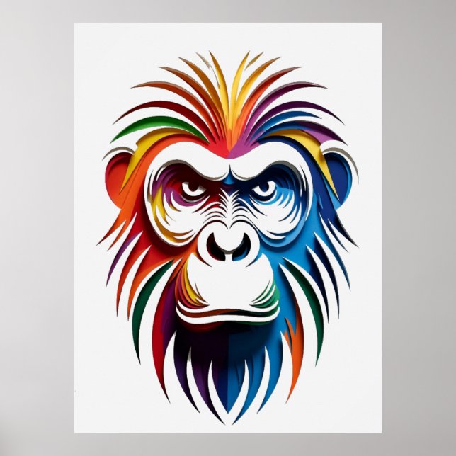 Ljus levande gorilla-porträtt i lager poster (Framsidan)