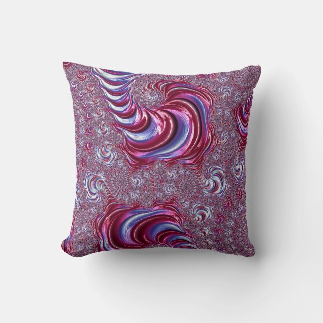 Ljus levande groovy trippy spiralerande fraktal ko kudde (Framsida)