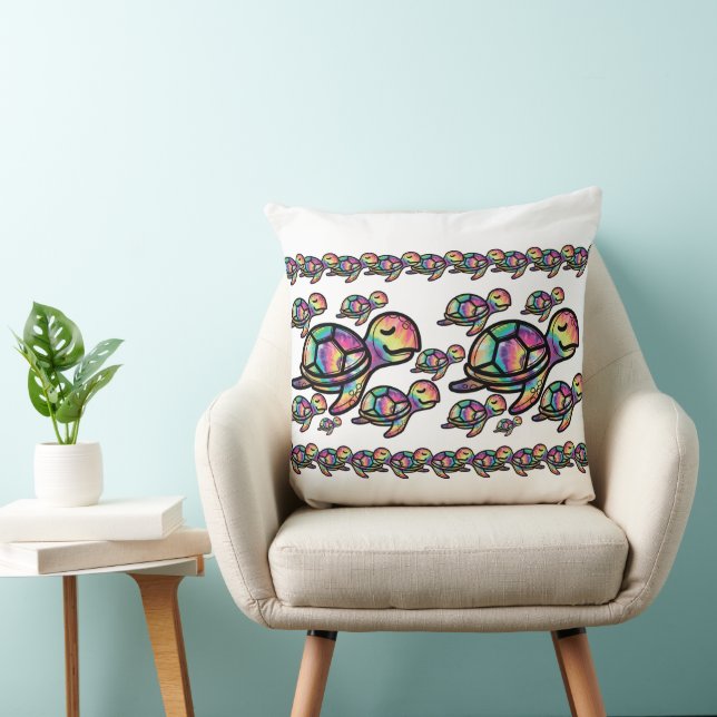 Ljus levande havssköldpadda i tie-dye kudde (Stol)