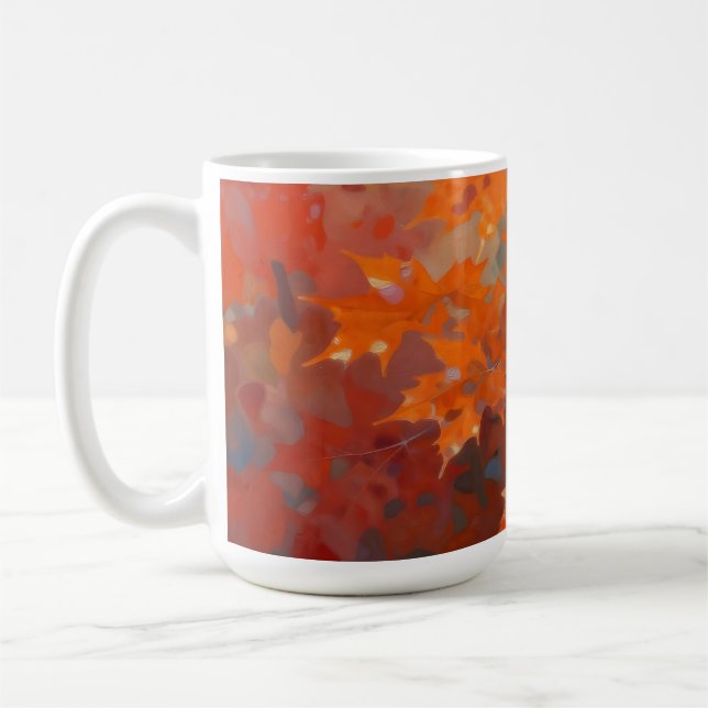 Ljus levande hösttak av lönnlöv kaffemugg (Vänster)