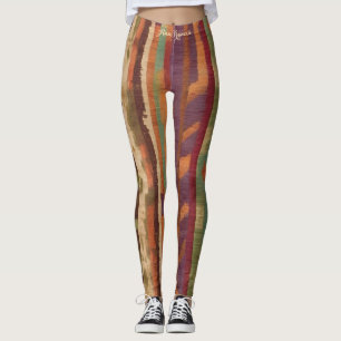 Ljus levande jordiga toner Mönster Ikat textil Leggings
