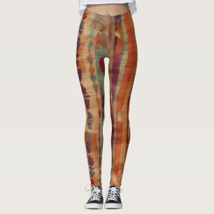 Ljus levande jordiga toner Mönster Ikat textil Leggings