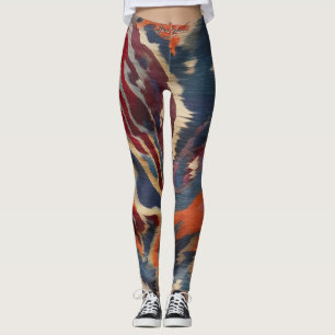 Ljus levande jordiga toner Mönster Ikat textil Leggings