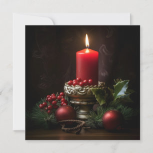 Ljus levande jul ljusstake semester gratulationsko julkort