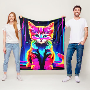 Ljus levande kattkonst fleecefilt