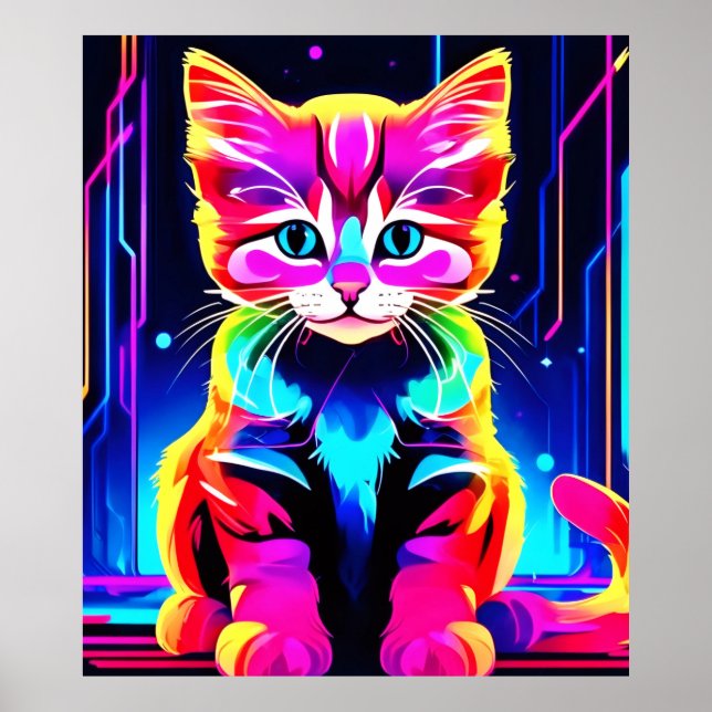 Ljus levande kattkonst poster (Framsidan)