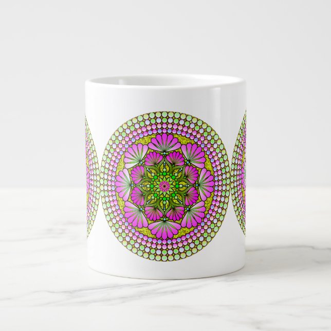 Ljus levande multicolor jättekonstkopp jumbo mugg (Framsidan)