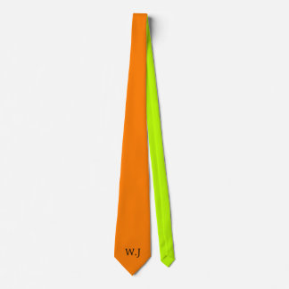 Ljus levande neon fluorescerande orange gul monogr slips