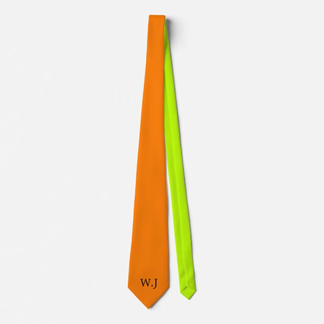 Ljus levande neon fluorescerande orange gul monogr slips (Framsida)