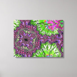 Ljus levande neonfärgrik trippig groovy fraktal ko canvastryck