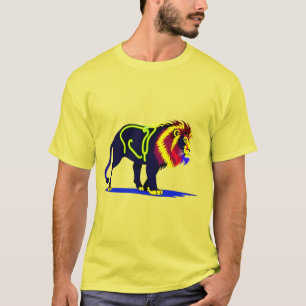 Ljus levande neonlys lejonillustration med livfull t shirt