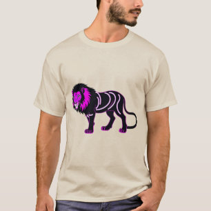 Ljus levande neonlys lejonillustration med livfull t shirt
