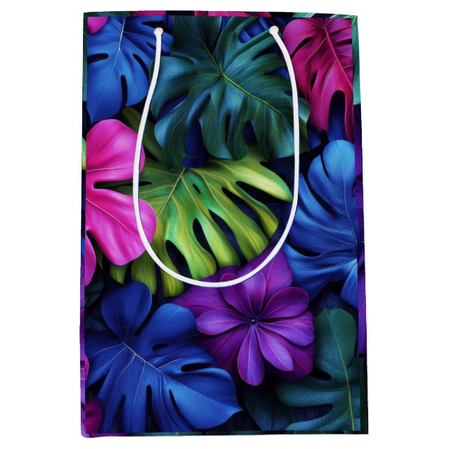 Ljus levande neontropiska Monstera blad bakgrund (Framsidan)