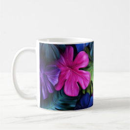 Ljus levande neontropiska Monstera blad bakgrund Kaffemugg