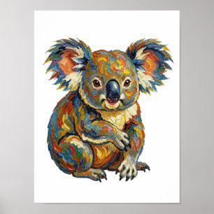 Ljus levande oljemålning stil Färgrik impasto koal Poster