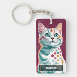 Ljus levande Pop Art Färgstark Kattunge med Turkos