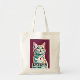Ljus levande Pop Art Färgstark Kattunge med Turkos Tygkasse