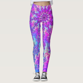 Ljus levande psykedelisk färgrik groove fraktal ex leggings