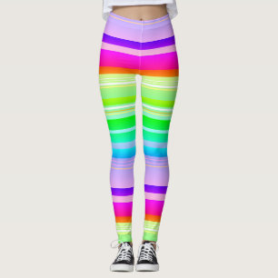 Ljus levande regnbåge flerfärgad randig leggings