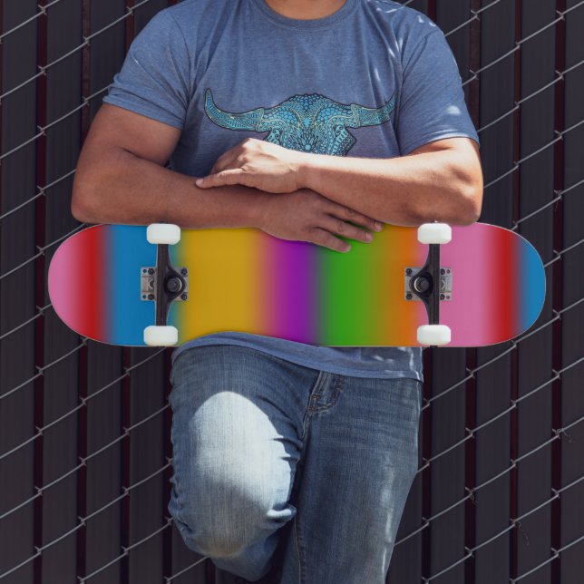 Ljus levande regnbågsfärgade gradientränder  mini skateboard bräda 18,5 cm (Utomhus 3)