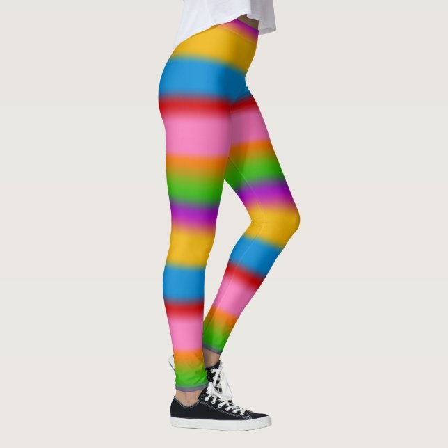 Ljus levande regnbågsfärgade ränder leggings (Höger)
