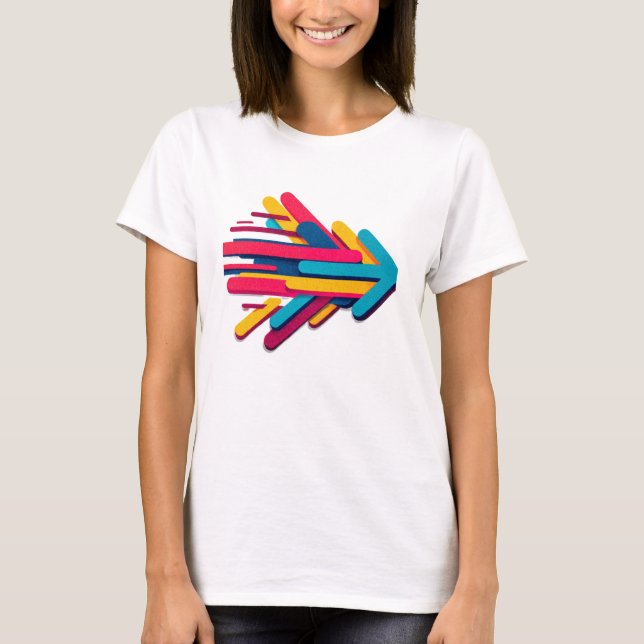 Ljus levande Retro 3D-rörelsepil T Shirt (Framsida)