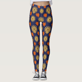 Ljus levande Retro Tusensköns Blommig Sömlös Mönst Leggings