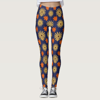 Ljus levande Retro Tusensköns Blommig Sömlös Mönst Leggings