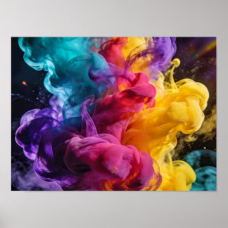 Ljus levande rök virvlar i dynamisk abstraktion poster