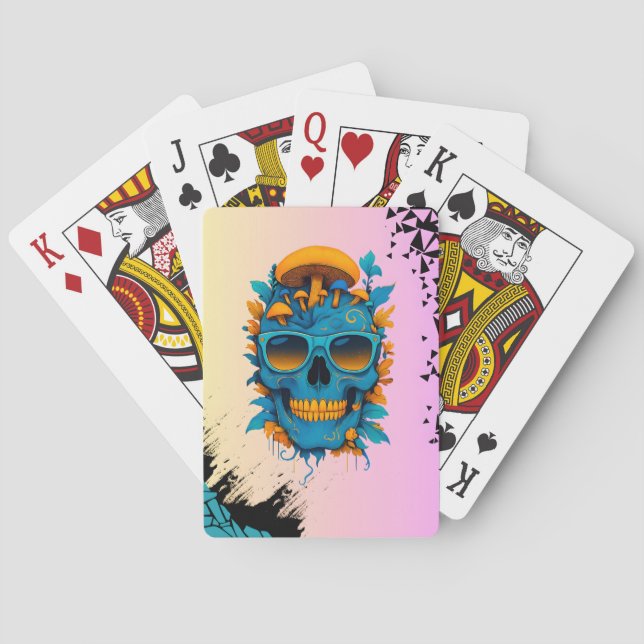 Ljus levande Skalle-Gotisk Psykedelisk  Casinokort (Baksidan)