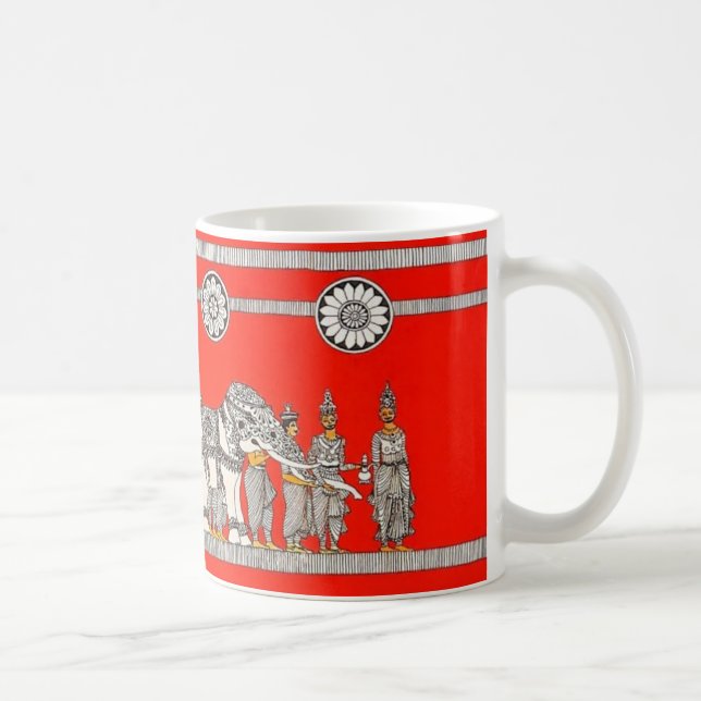 Ljus levande Sri Lankesiskt Vitt Elefantkonst Mug Kaffemugg (Höger)