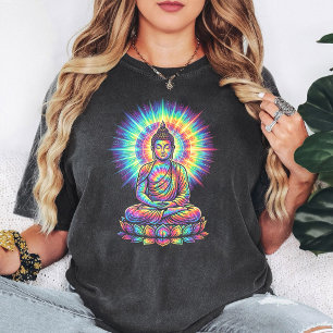 Ljus levande Tie Dye Buddha Meditation Lotus T Shirt