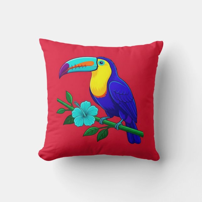 Ljus levande toucan kastkudde kudde (Framsida)