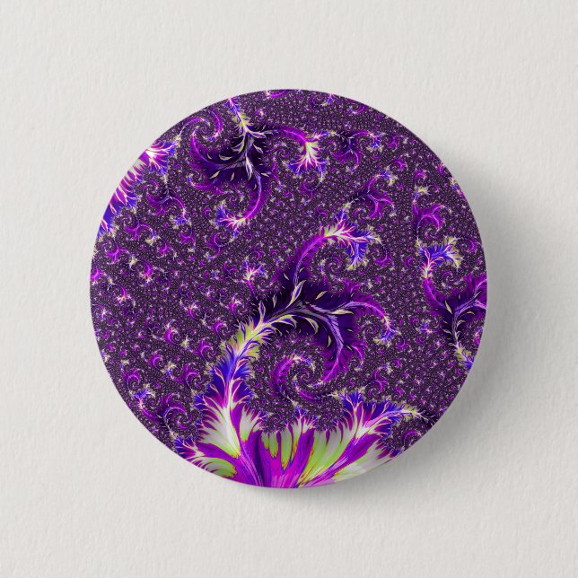 Ljus levande trippig groovy boho spiral fraktal knapp (Framsida)