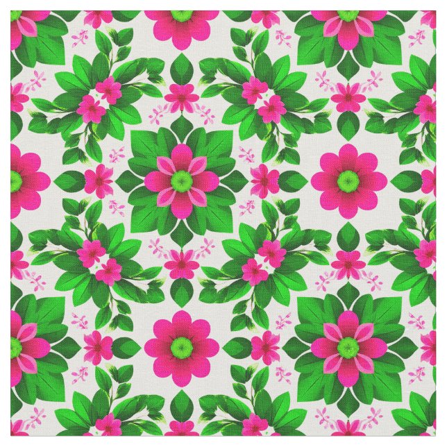 Ljus levande tropisk blommönster tyg (Närbild)