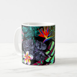 Ljus levande tropiska blad och blommor Mönster Kaffemugg